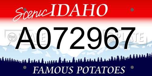 A072967 Idaho License Plate