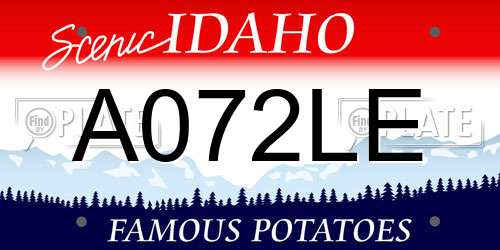 A072LE Idaho License Plate