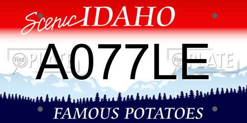 A077LE Idaho License Plate