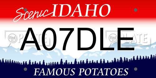 A07DLE Idaho License Plate