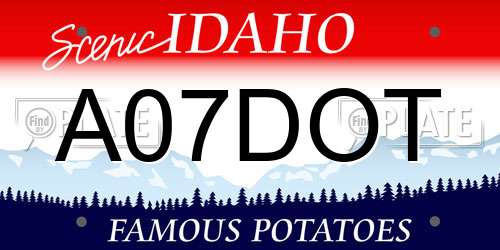 A07DOT Idaho License Plate