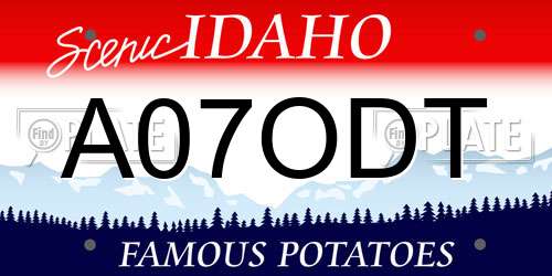 A07ODT Idaho License Plate