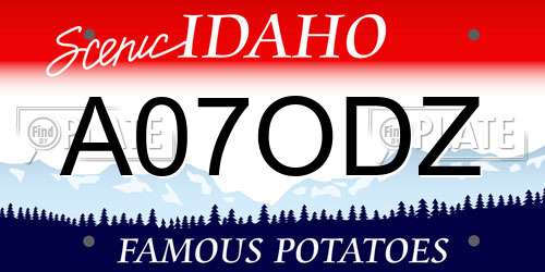A07ODZ Idaho License Plate