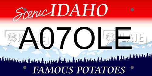 A07OLE Idaho License Plate