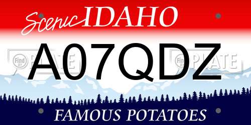 A07QDZ Idaho License Plate