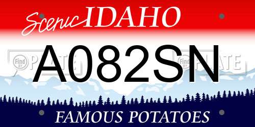 A082SN Idaho License Plate