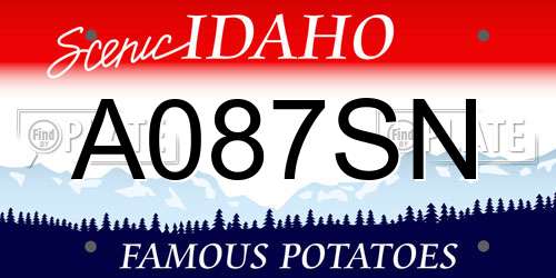 A087SN Idaho License Plate