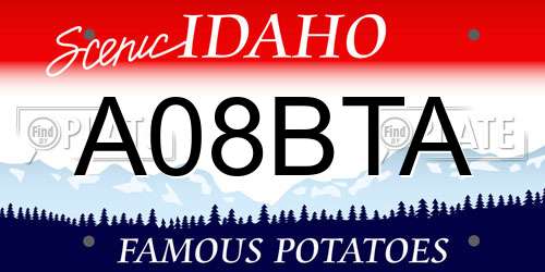 A08BTA Idaho License Plate