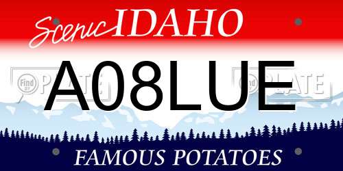 A08LUE Idaho License Plate