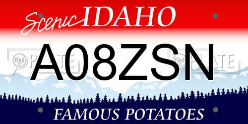 A08ZSN Idaho License Plate