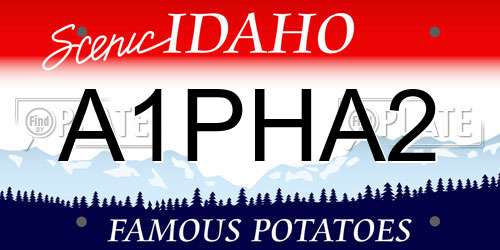 A1PHA2 Idaho License Plate