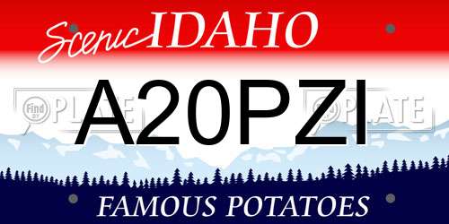 A20PZI Idaho License Plate