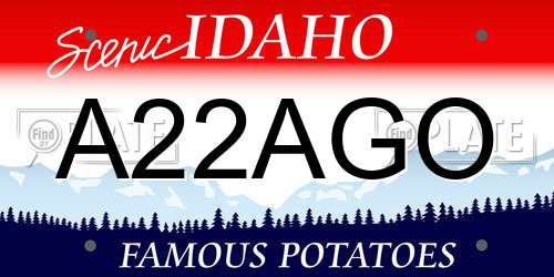 A22AGO Idaho License Plate
