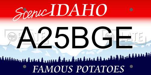 A25BGE Idaho License Plate