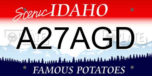 A27AGD Idaho License Plate