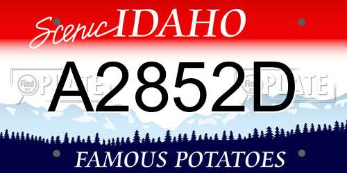 A2852D Idaho License Plate