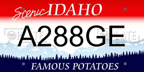 A288GE Idaho License Plate