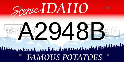 A2948B Idaho License Plate