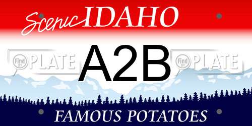 A2B Idaho License Plate