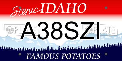 A38SZI Idaho License Plate