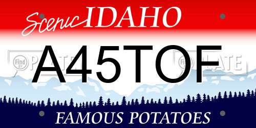 A45TOF Idaho License Plate