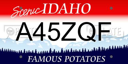 A45ZQF Idaho License Plate