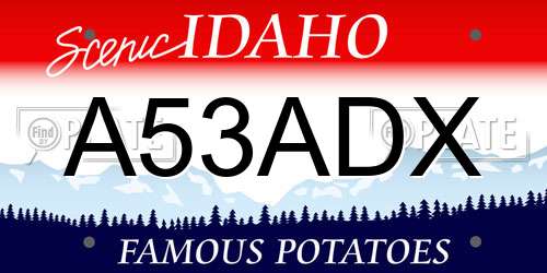 A53ADX Idaho License Plate