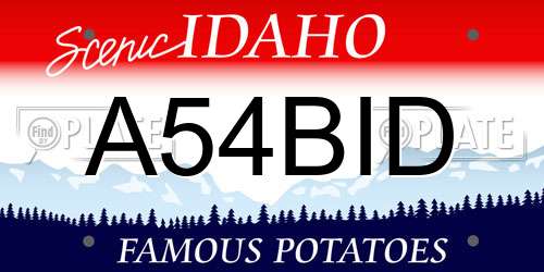 A54BID Idaho License Plate