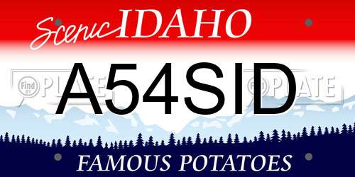 A54SID Idaho License Plate