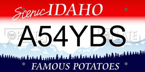 A54YBS Idaho License Plate