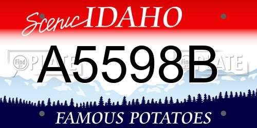 A5598B Idaho License Plate