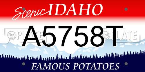 A5758T Idaho License Plate