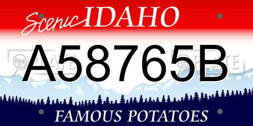 A58765B Idaho License Plate