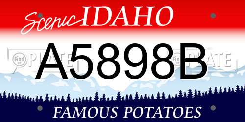 A5898B Idaho License Plate