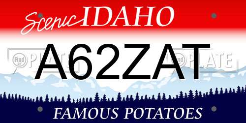 A62ZAT Idaho License Plate