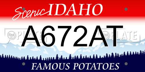 A672AT Idaho License Plate
