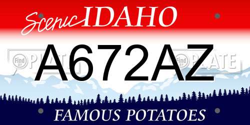 A672AZ Idaho License Plate