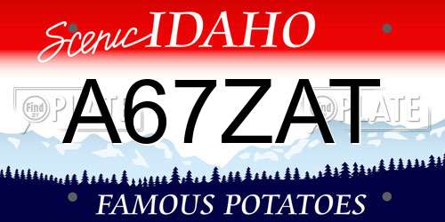 A67ZAT Idaho License Plate