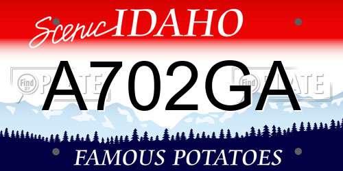 A702GA Idaho License Plate