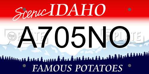 A705NO Idaho License Plate