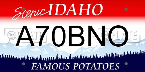 A70BNO Idaho License Plate