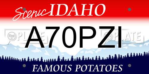 A70PZI Idaho License Plate