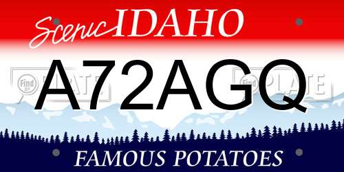A72AGQ Idaho License Plate