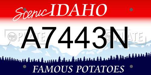 A7443N Idaho License Plate