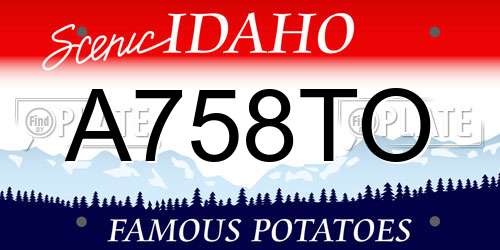 A758TO Idaho License Plate