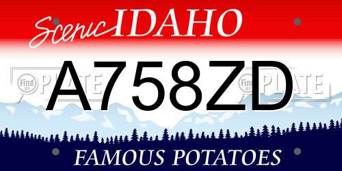 A758ZD Idaho License Plate