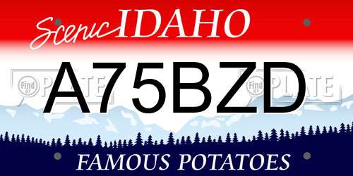 A75BZD Idaho License Plate