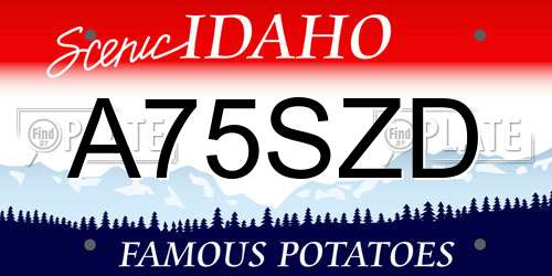 A75SZD Idaho License Plate