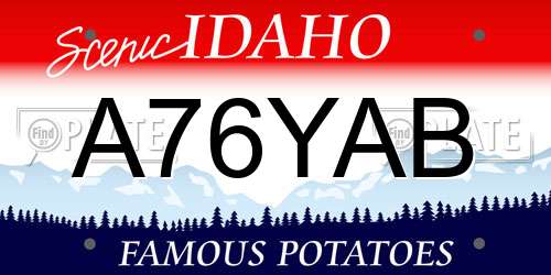 A76YAB Idaho License Plate