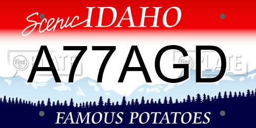 A77AGD Idaho License Plate